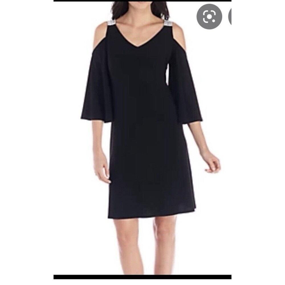 MSK Women’s  Shift Dress Size 6 Cold Shoulder With Sequins Details Pullover